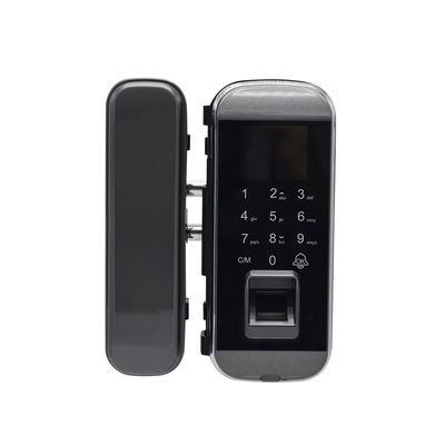 qualidade  Digital Access Control Support EBKN Aluminum Alloy+Iron Glass Slide Smart Biometric Fingerprint Commercial Door Remote Control Glass Door Lock fábrica